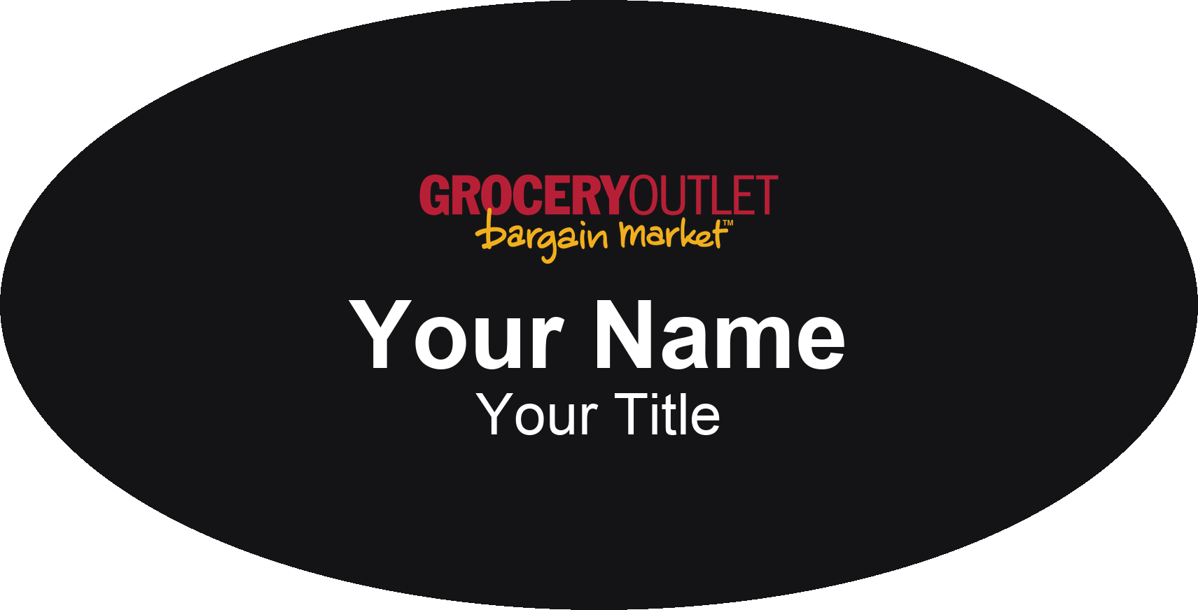 Grocery Outlet grocery store name badge Black, No Border