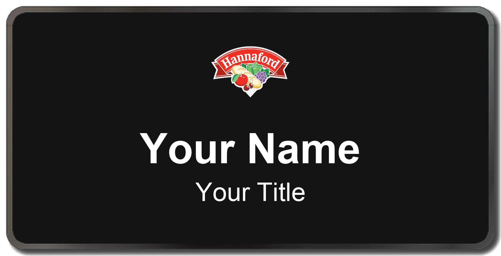 Hannaford grocery store name badge Black, Black Border