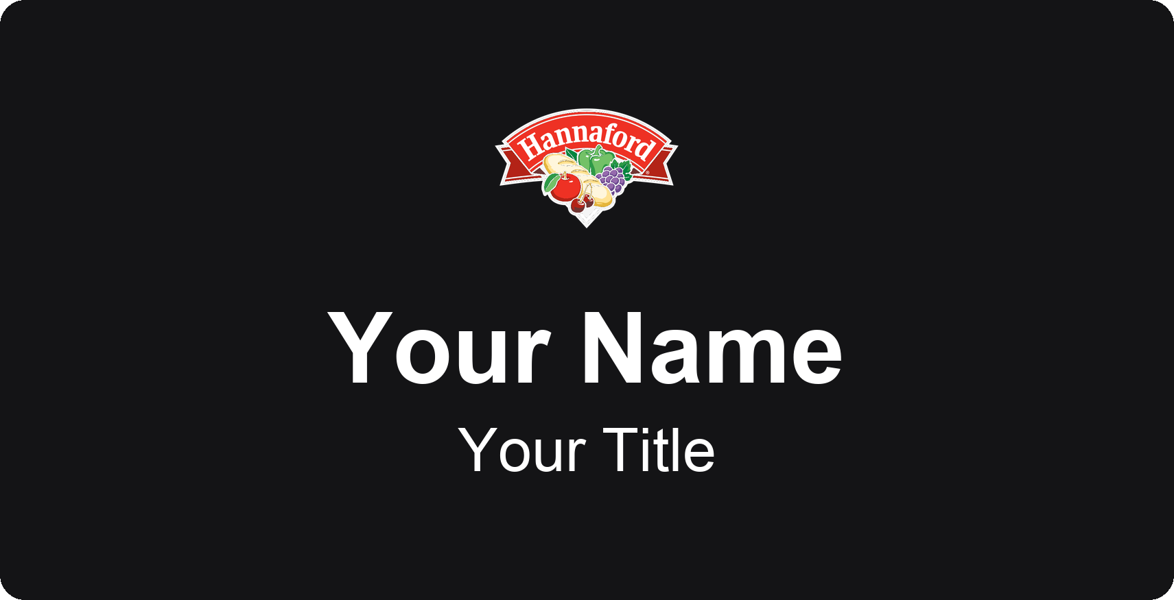 Hannaford grocery store name badge Black, No Border