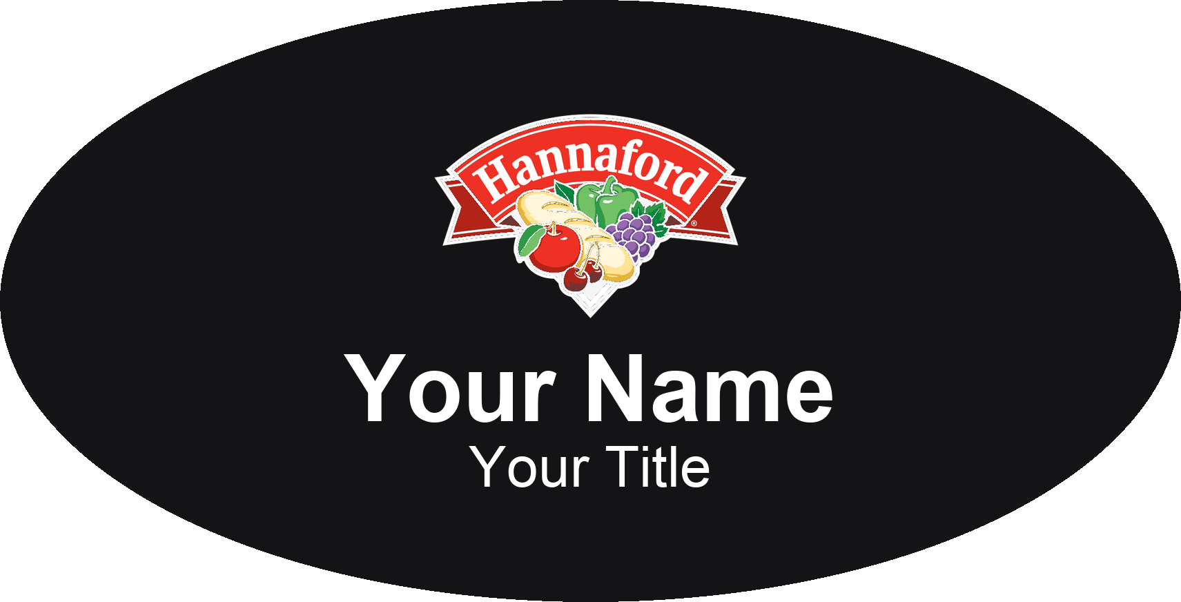 Hannaford grocery store name badge Black, No Border