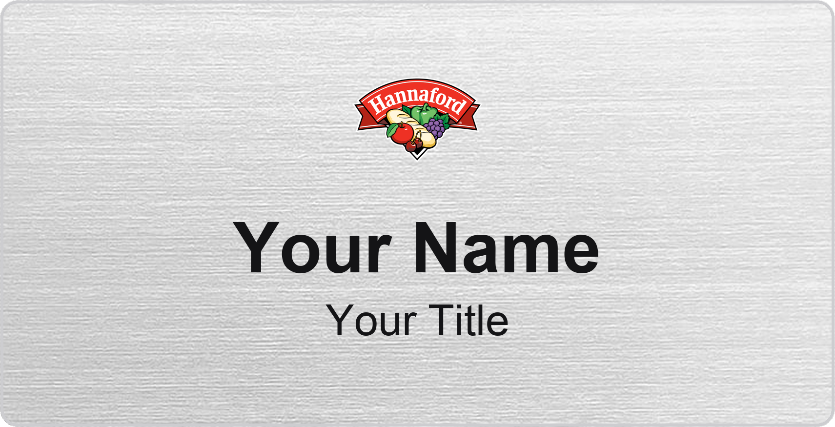 Hannaford grocery store name badge Silver Metallic, No Border