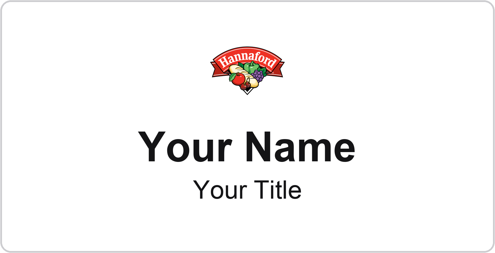 Hannaford grocery store name badge White, No Border