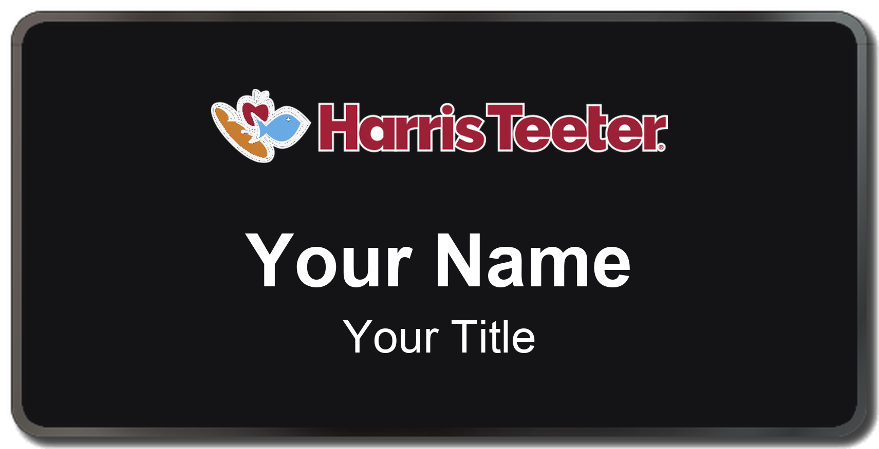 Harris Teeter Name Badge, Black, Black Border 3" × 1.5"