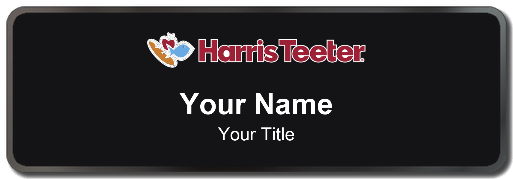 Harris Teeter Name Badge, Black, Black Border 3" × 1"