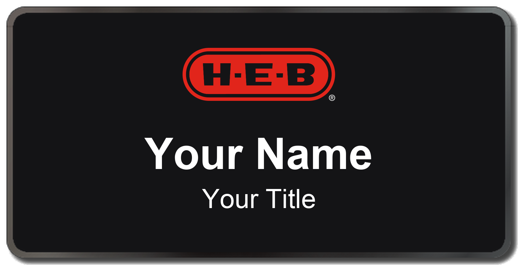 H-E-B Name Badge, Black, Black Border 3" × 1.5"