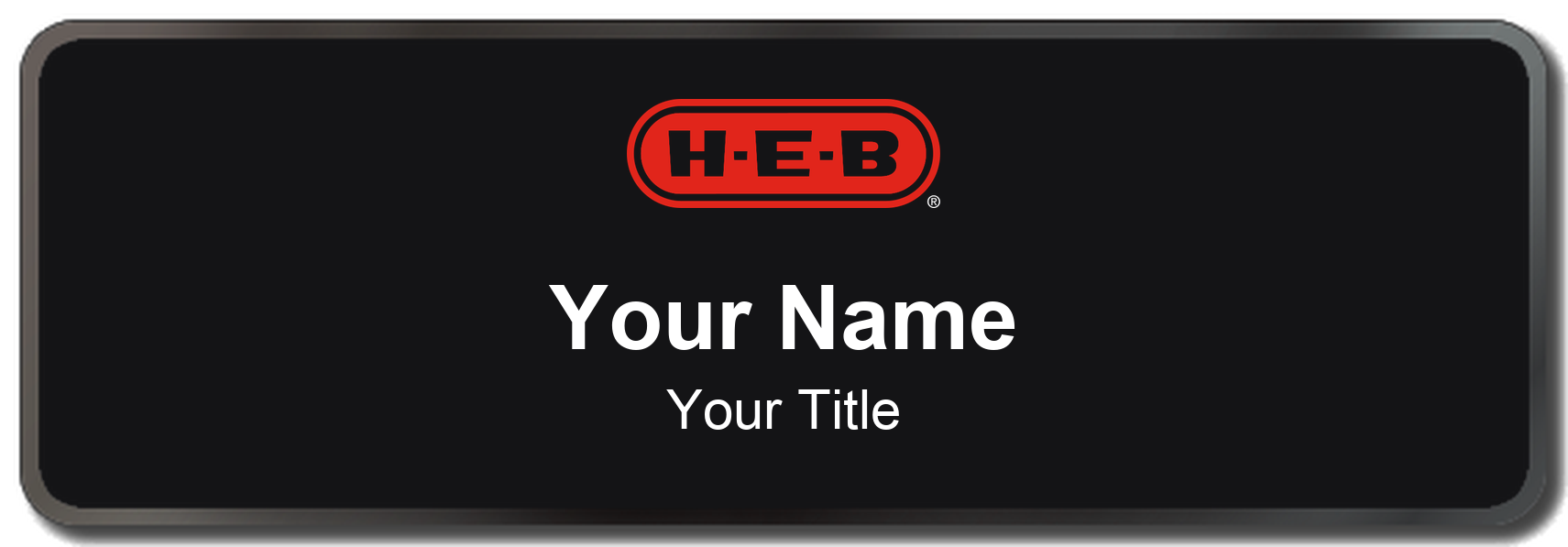 H-E-B Name Badge, Black, Black Border 3" × 1"