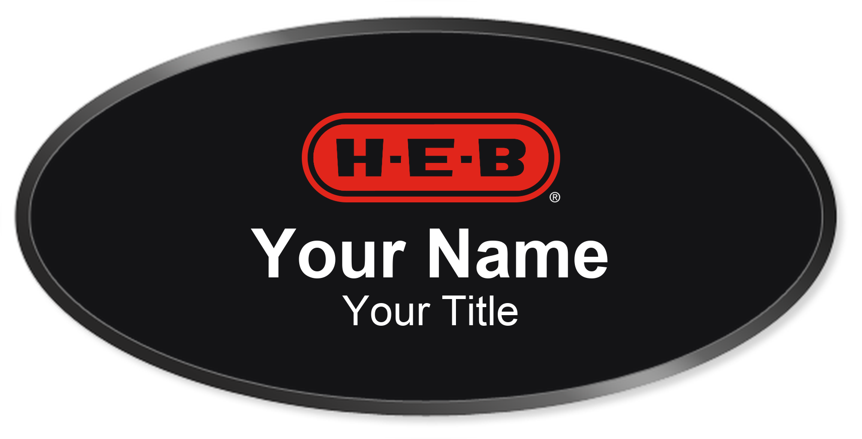 H-E-B grocery store name badge Black, Black Border