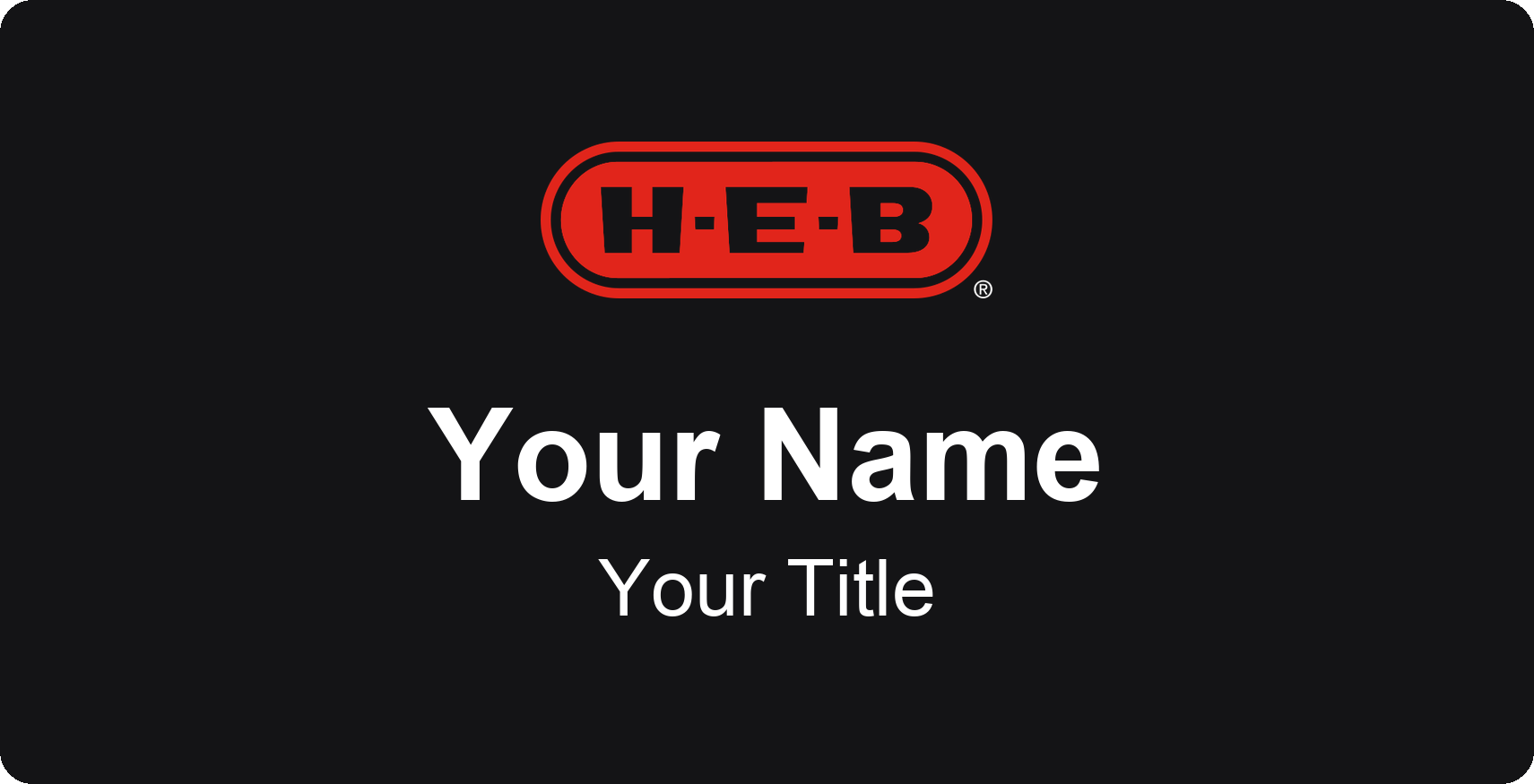 H-E-B grocery store name badge Black, No Border