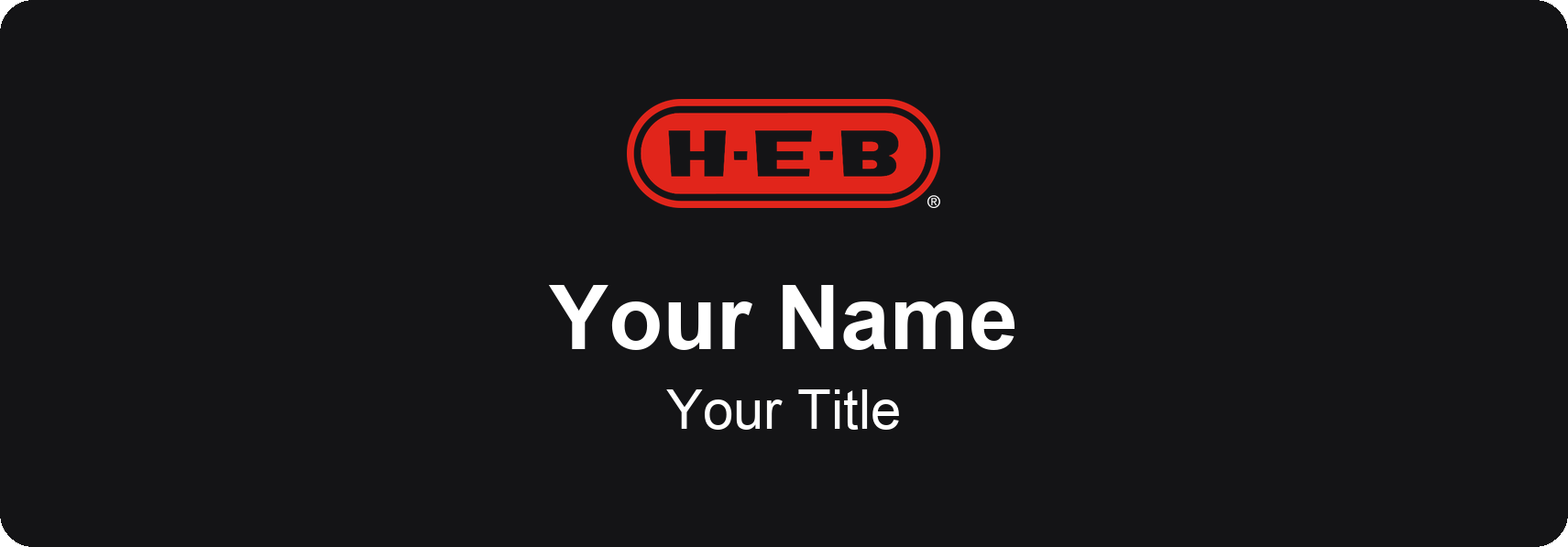 H-E-B grocery store name badge Black, No Border