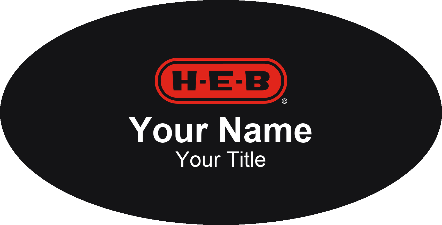 H-E-B grocery store name badge Black, No Border