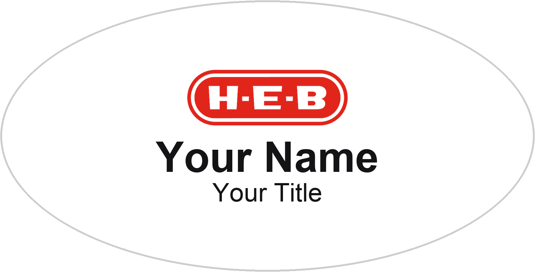 H-E-B grocery store name badge White, No Border