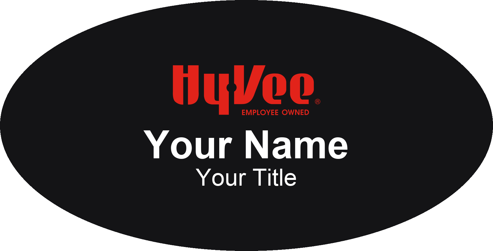 Hy-Vee grocery store name badge Black, No Border