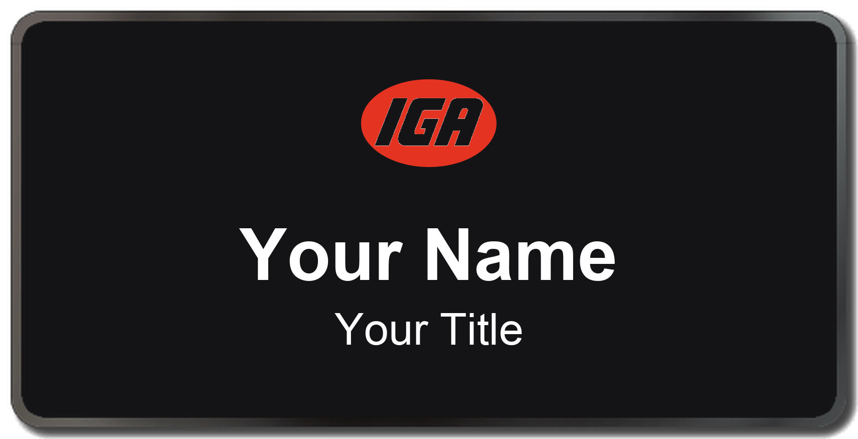 IGA Name Badge, Black, Black Border 3" × 1.5"