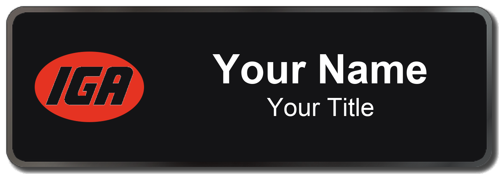 IGA Name Badge, Black, Black Border 3" × 1"