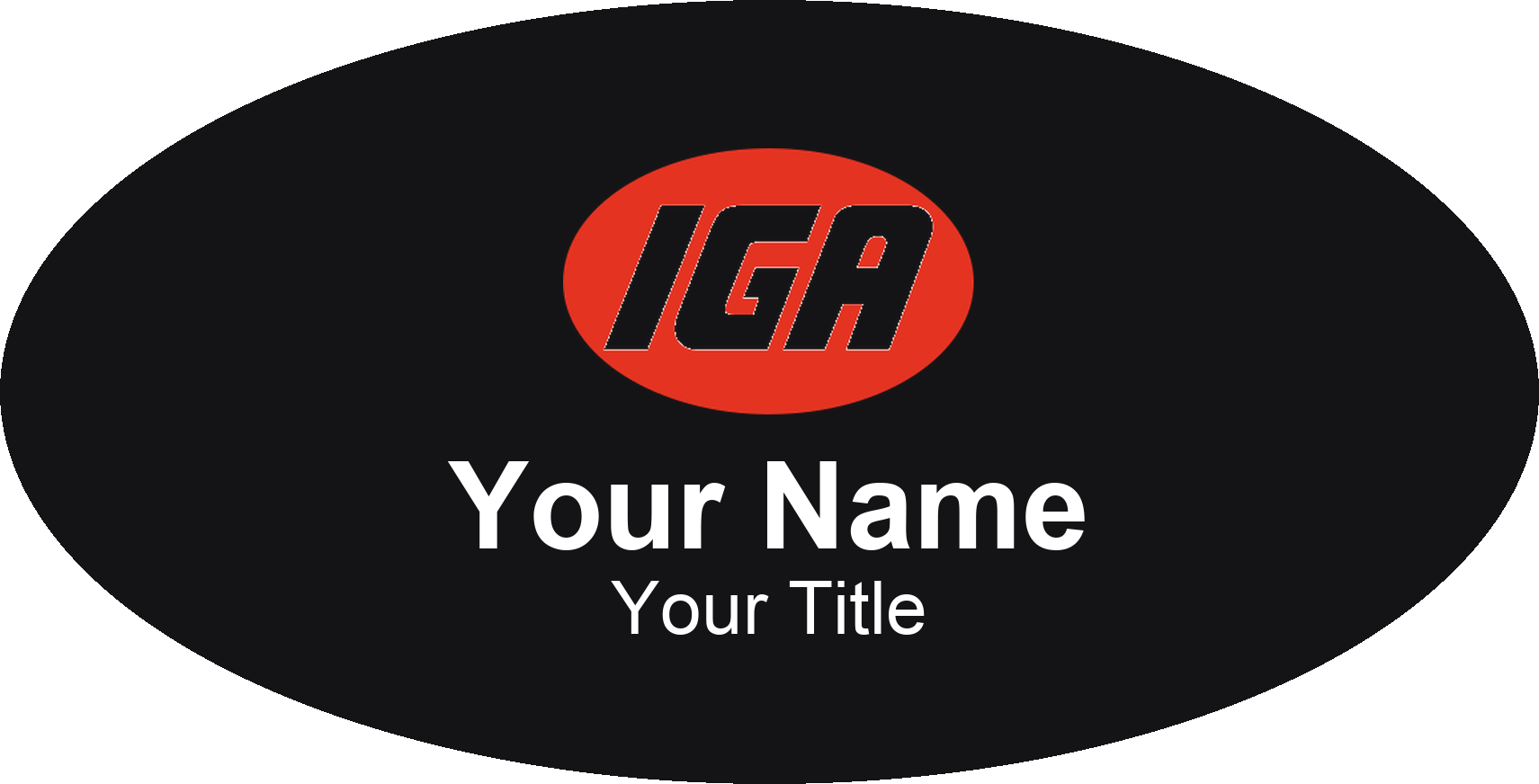 IGA grocery store name badge Black, No Border