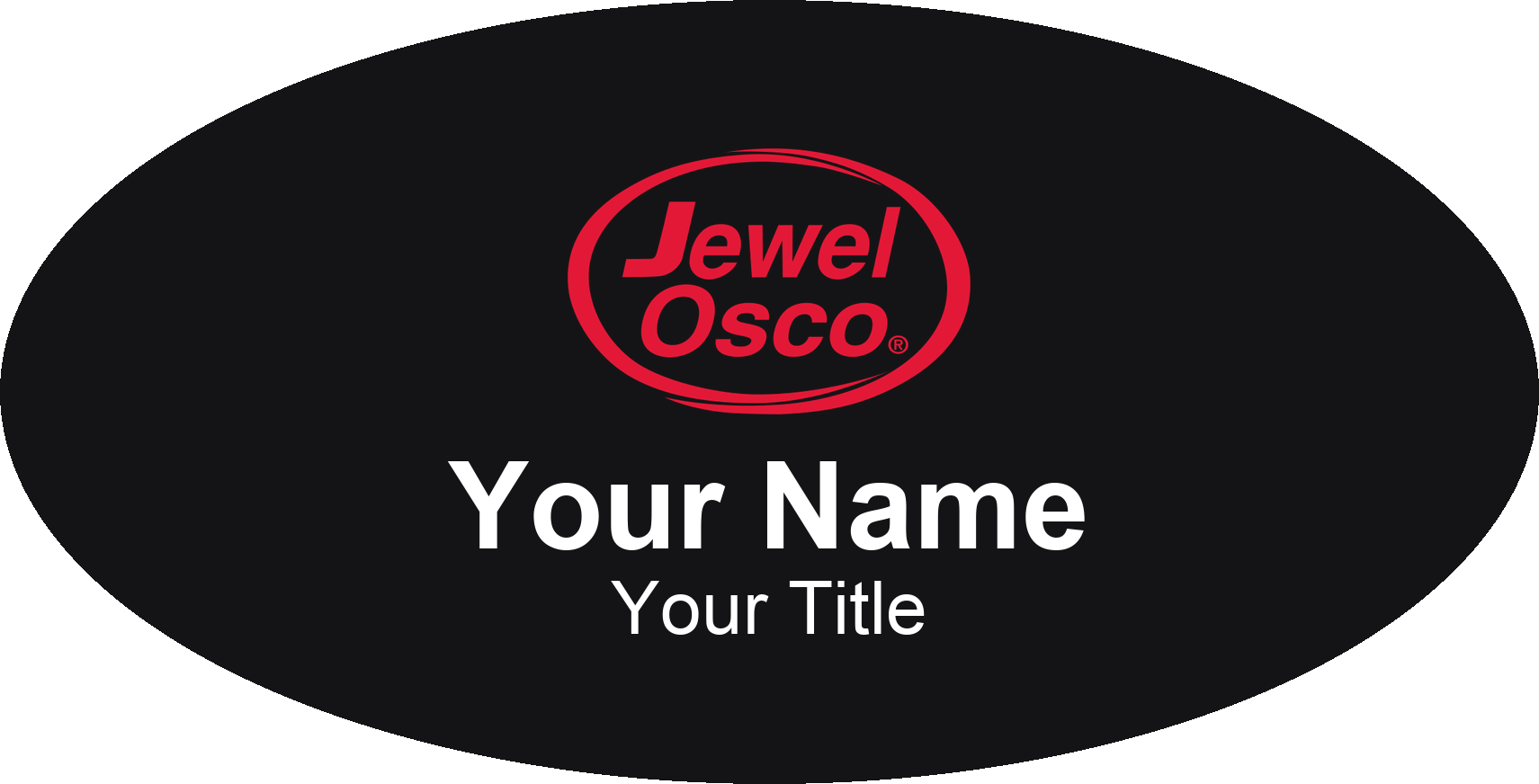Jewel-Osco grocery store name badge Black, No Border