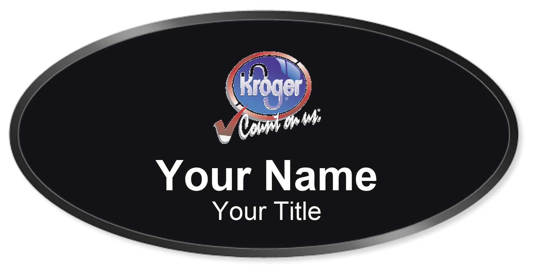 Kroger grocery store name badge Black, Black Border