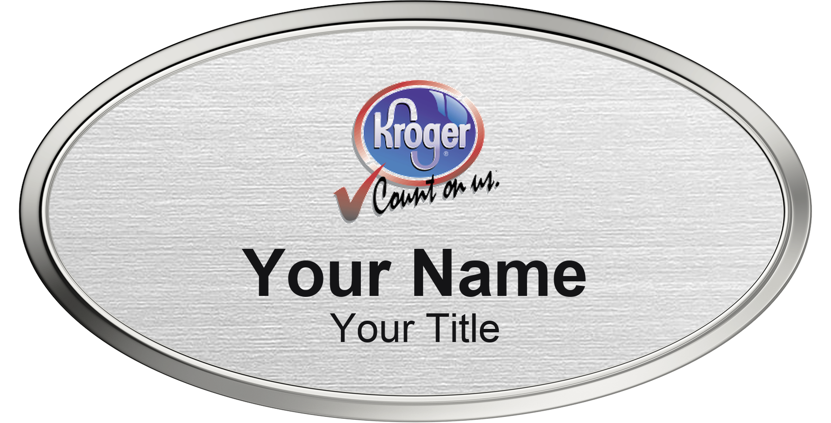 Kroger grocery store name badge Silver Metallic, Silver Border