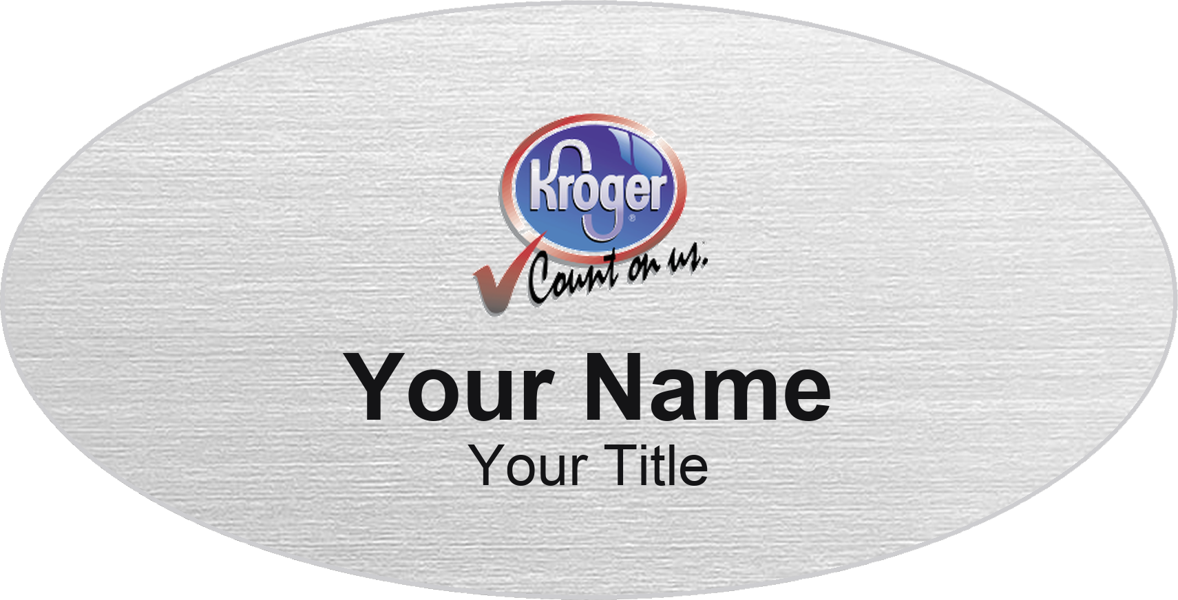 Kroger grocery store name badge Silver Metallic, No Border