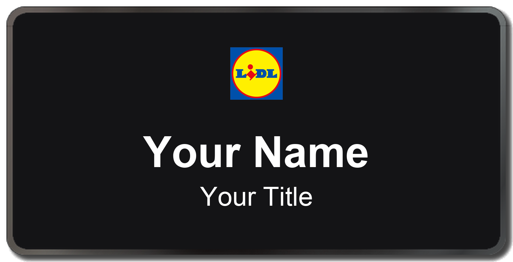 Lidl Name Badge, Black, Black Border 3" × 1.5"
