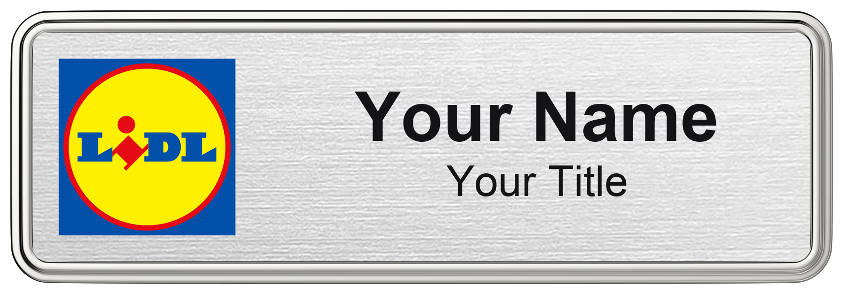 Lidl grocery store name badge, brushed silver