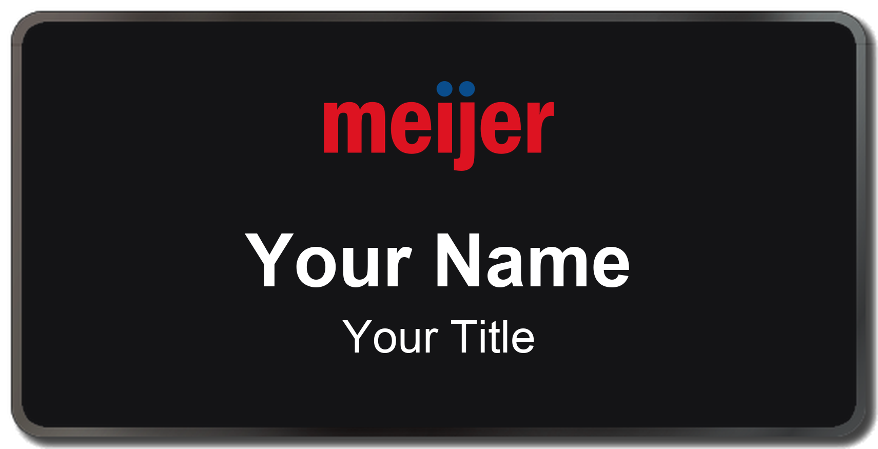 Meijer Name Badge, Black, Black Border 3" × 1.5"