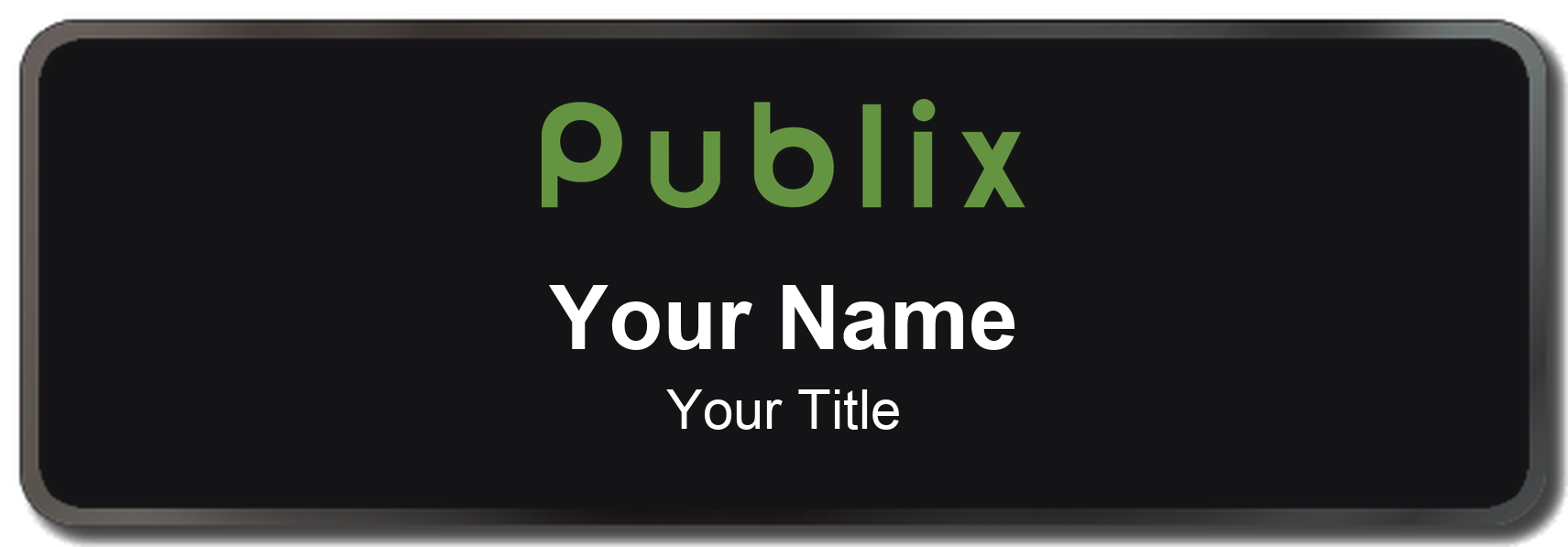 Publix Name Badge, Black, Black Border 3" × 1"