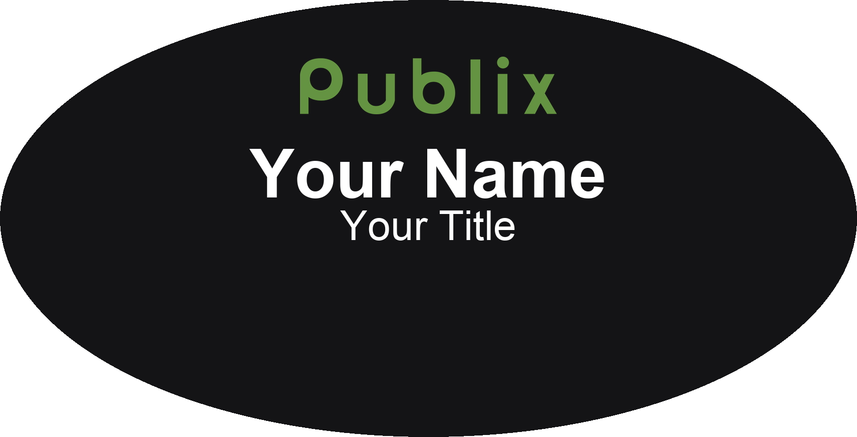Publix grocery store name badge Black, No Border