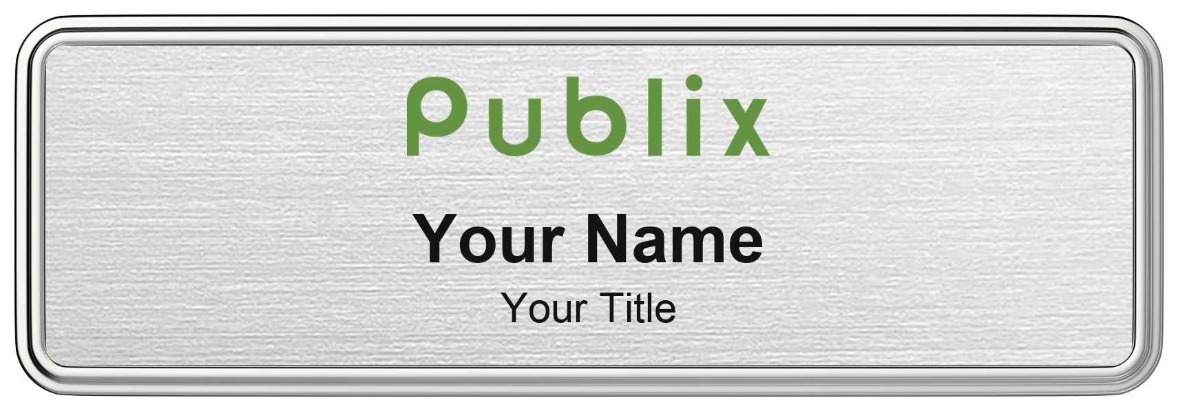 Publix grocery store name badge, brushed silver