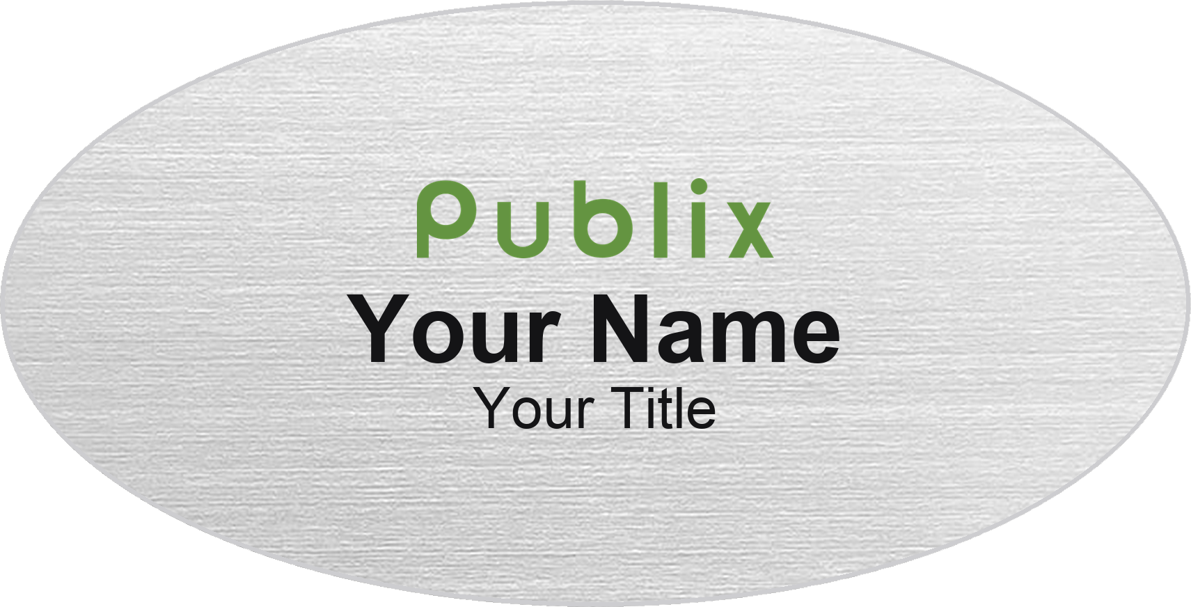Publix grocery store name badge Silver Metallic, Silver Border