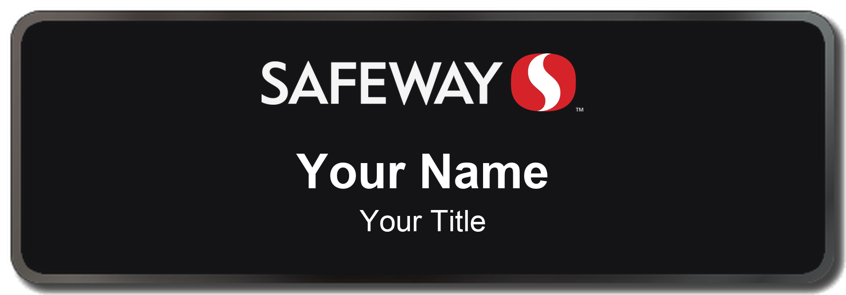 Safeway Name Badge, Black, Black Border 3" × 1"