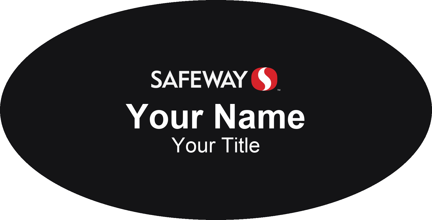 Safeway grocery store name badge Black, No Border