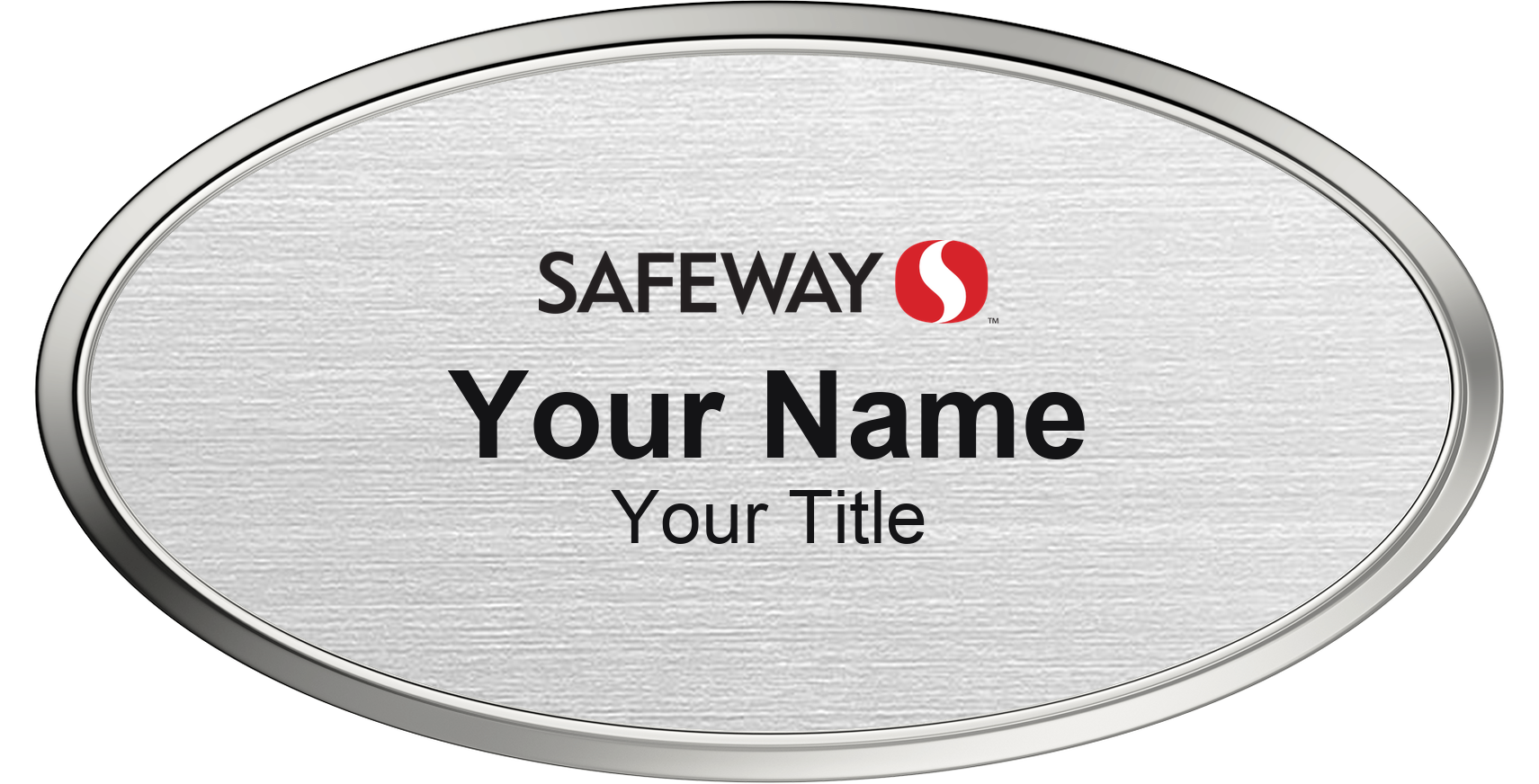 Safeway grocery store name badge Silver Metallic, Silver Border