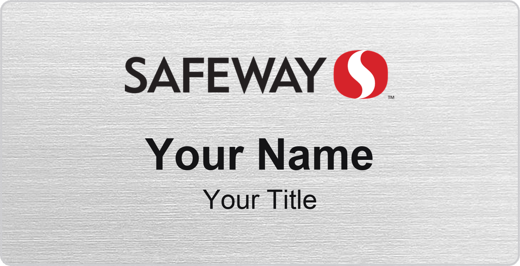 Safeway Name Badge, Silver Metallic, No Border 3" × 1.5"