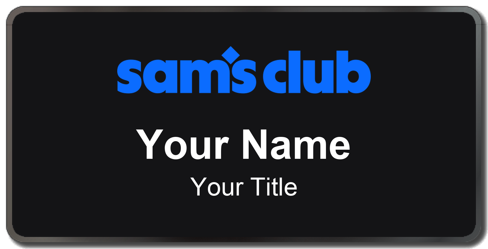 Sam's Club Name Badge, Black, Black Border 3" × 1.5"