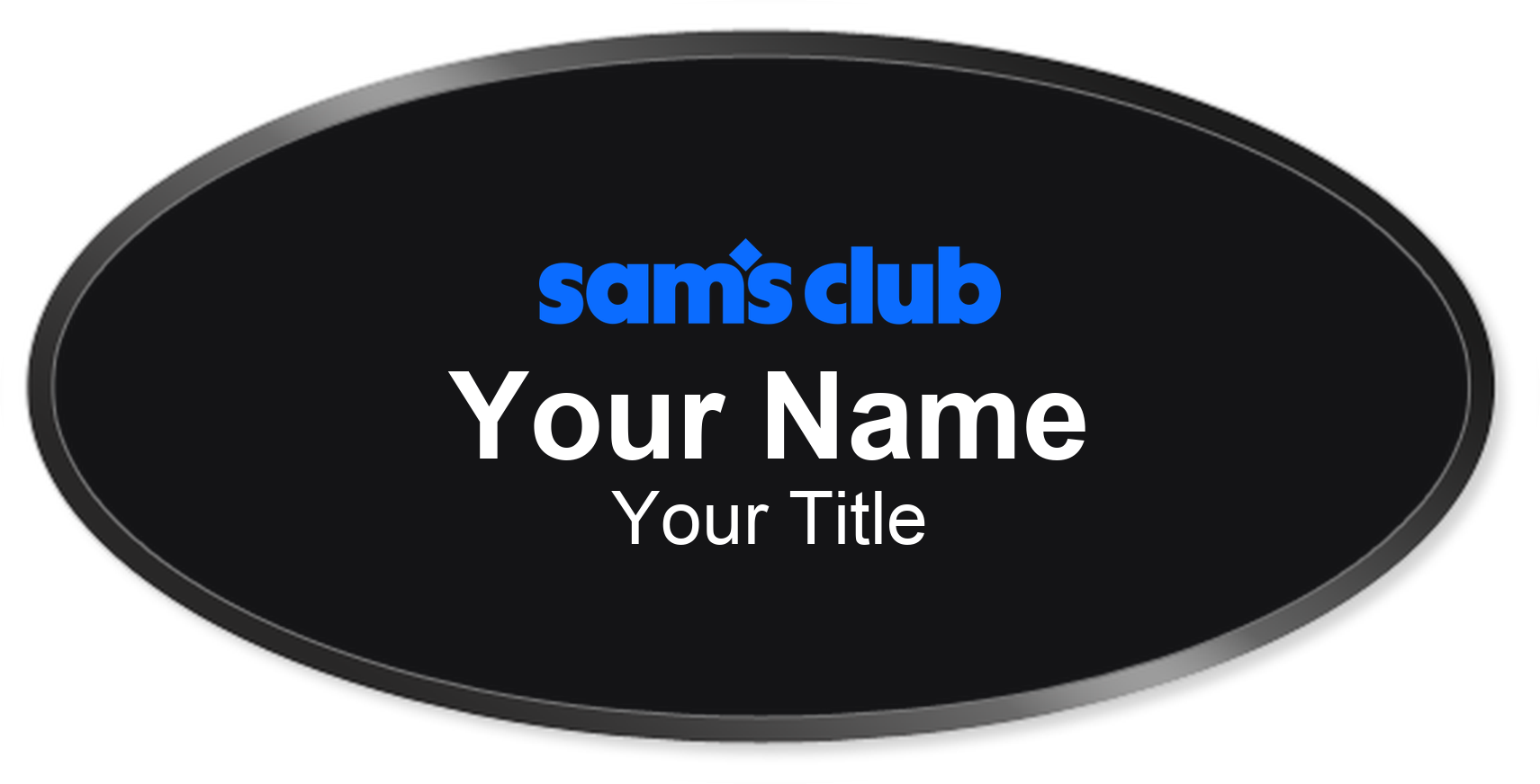 Sam's Club Name Badge, Black, Black Border Oval 3" × 1.5"
