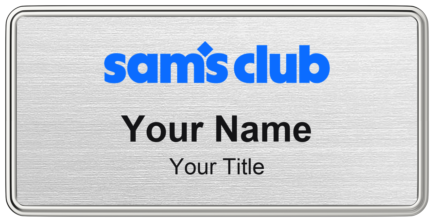 Sam's Club Name Badge, Silver Metallic, Silver Border 3" × 1.5"