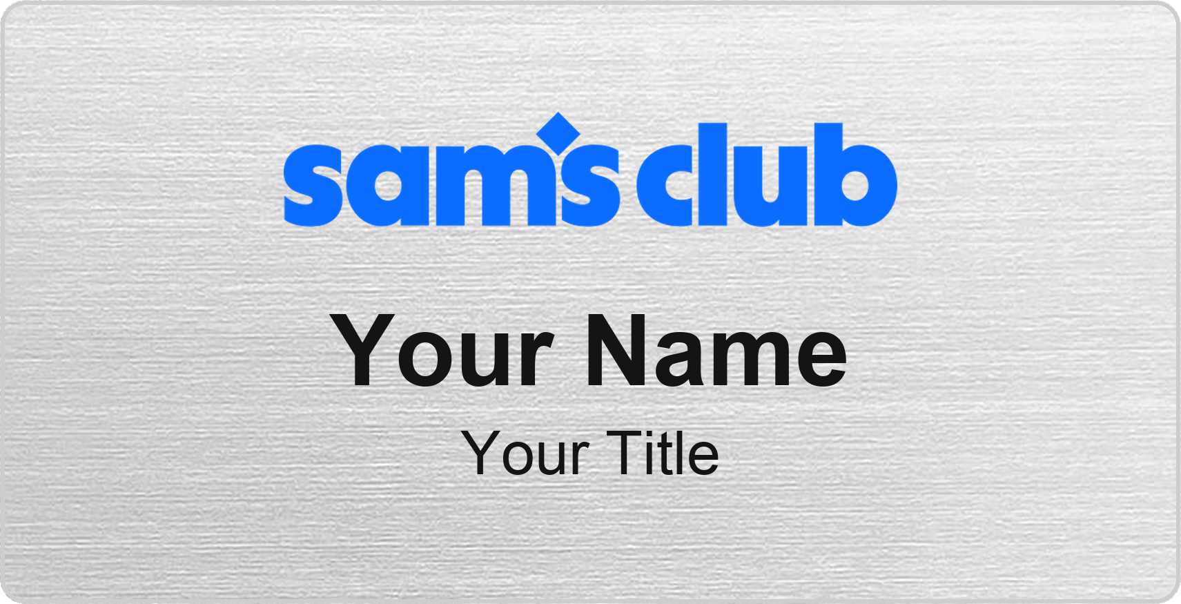 Sam's Club Name Badge, Silver Metallic, No Border 3" × 1.5"