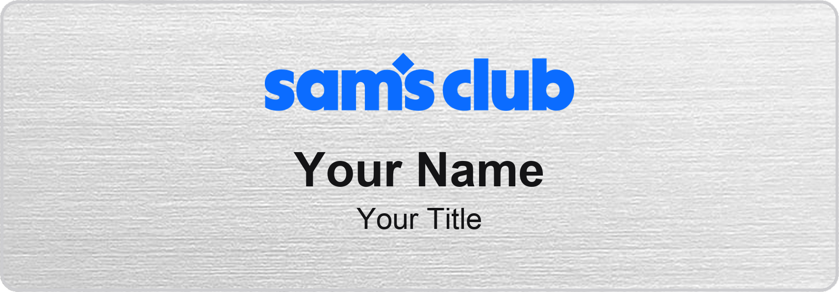 Sam's Club Name Badge, Silver Metallic, No Border 3" × 1"