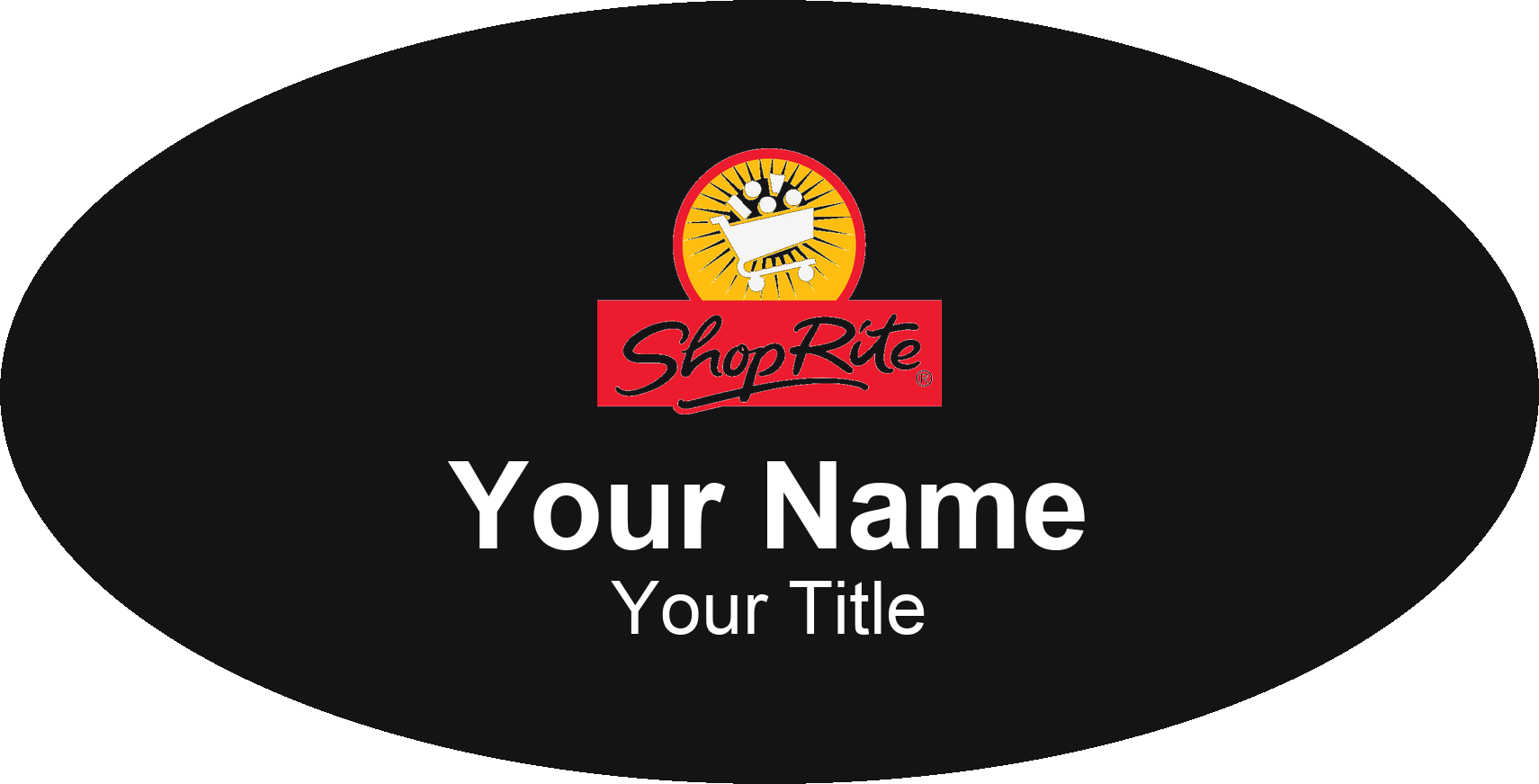 ShopRite grocery store name badge Black, No Border