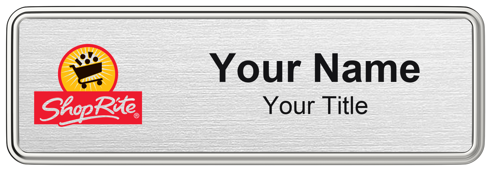 ShopRite grocery store name badge, brushed silver