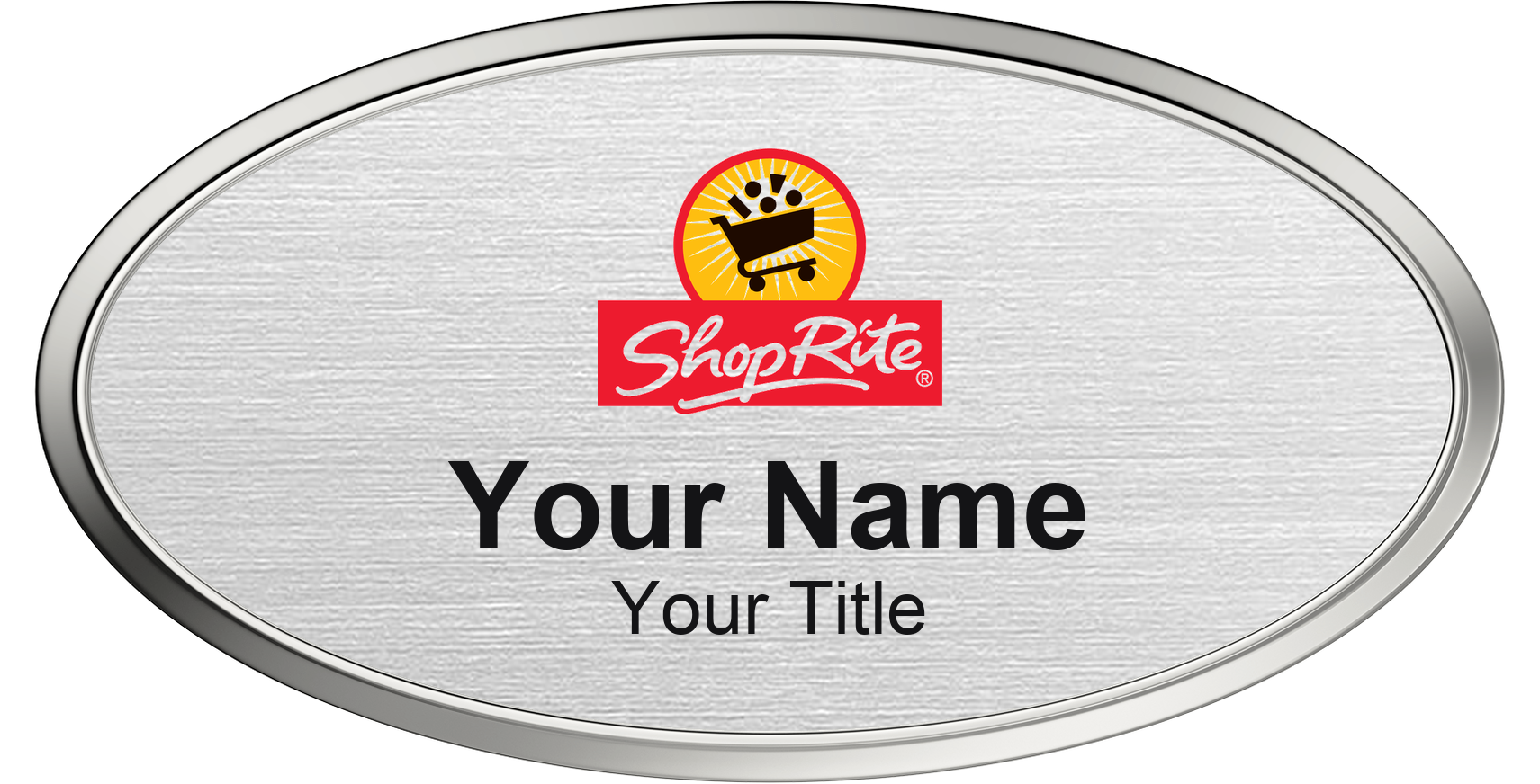 ShopRite grocery store name badge Silver Metallic, Silver Border