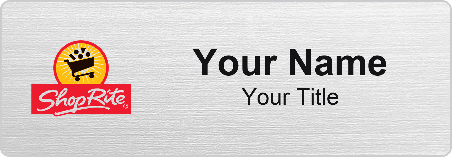 ShopRite Name Badge, Silver Metallic, No Border 3" × 1"