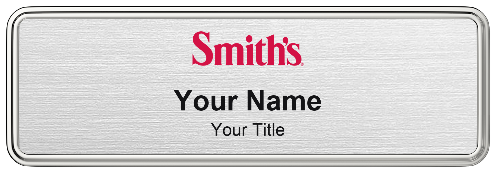 Smith's grocery store name badge, brushed silver