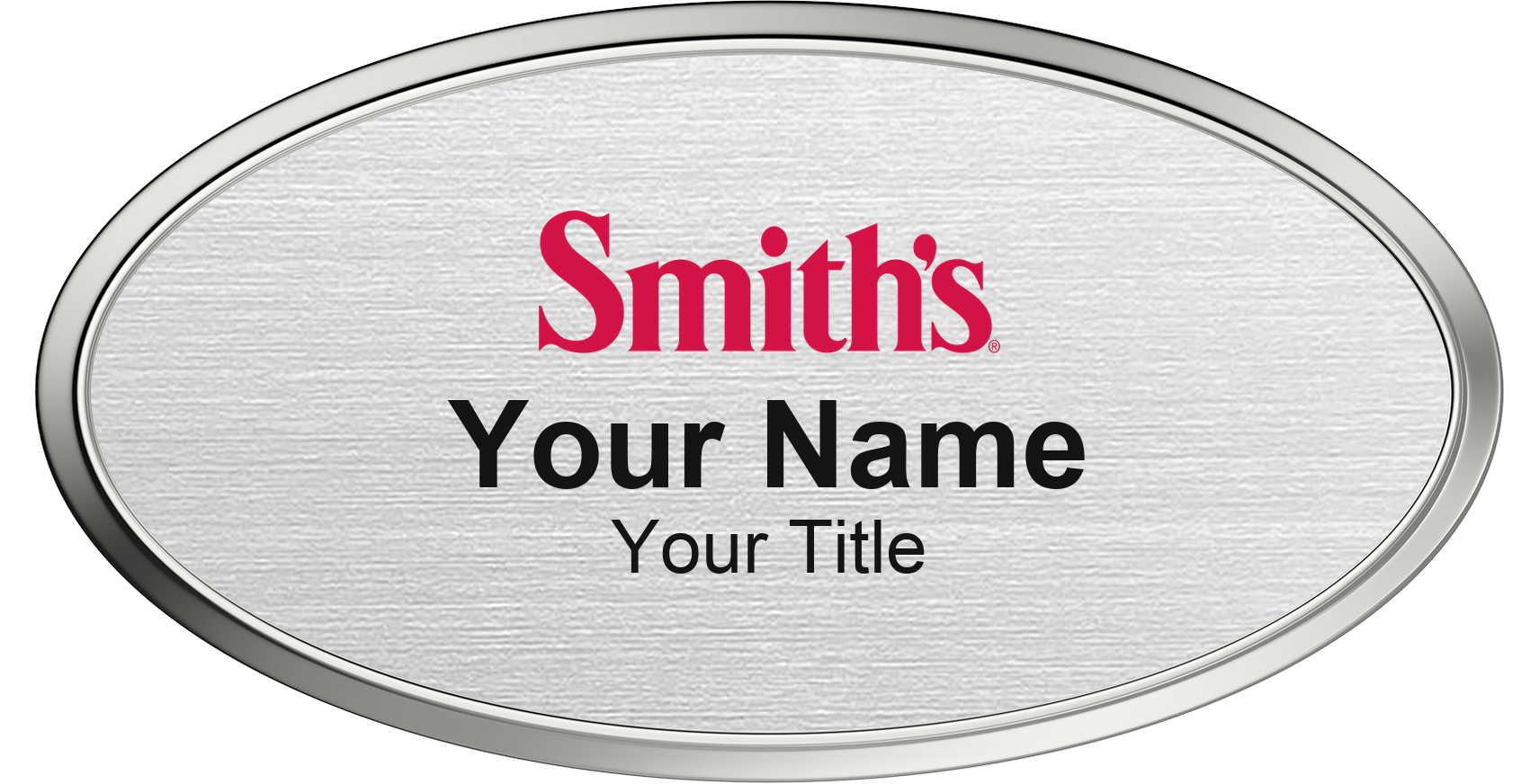 Smith's grocery store name badge Silver Metallic, Silver Border