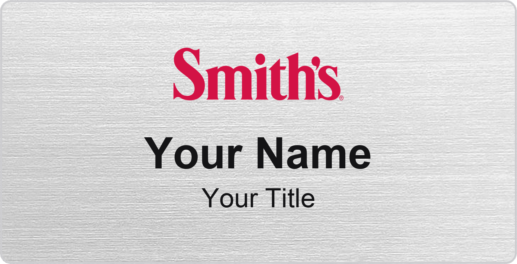 Smith's Name Badge, Silver Metallic, No Border 3" × 1.5"