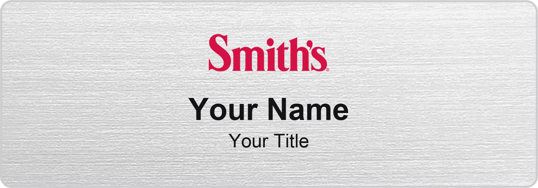 Smith's Name Badge, Silver Metallic, No Border 3" × 1"