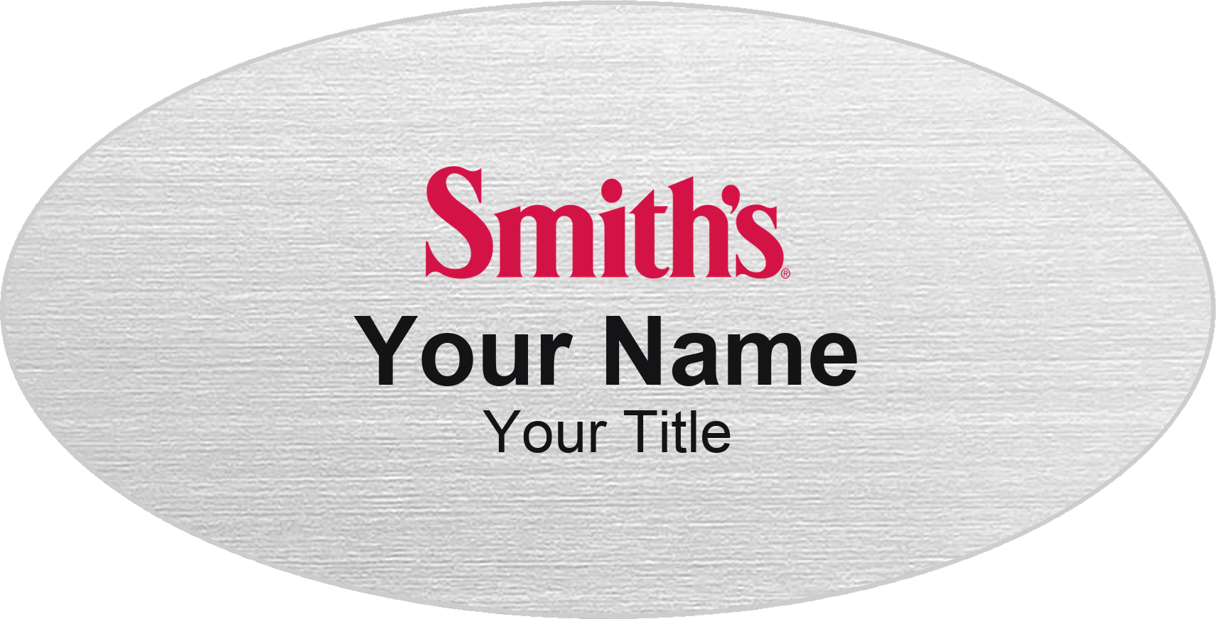 Smith's Name Badge, Silver Metallic, No Border Oval 3" × 1.5"