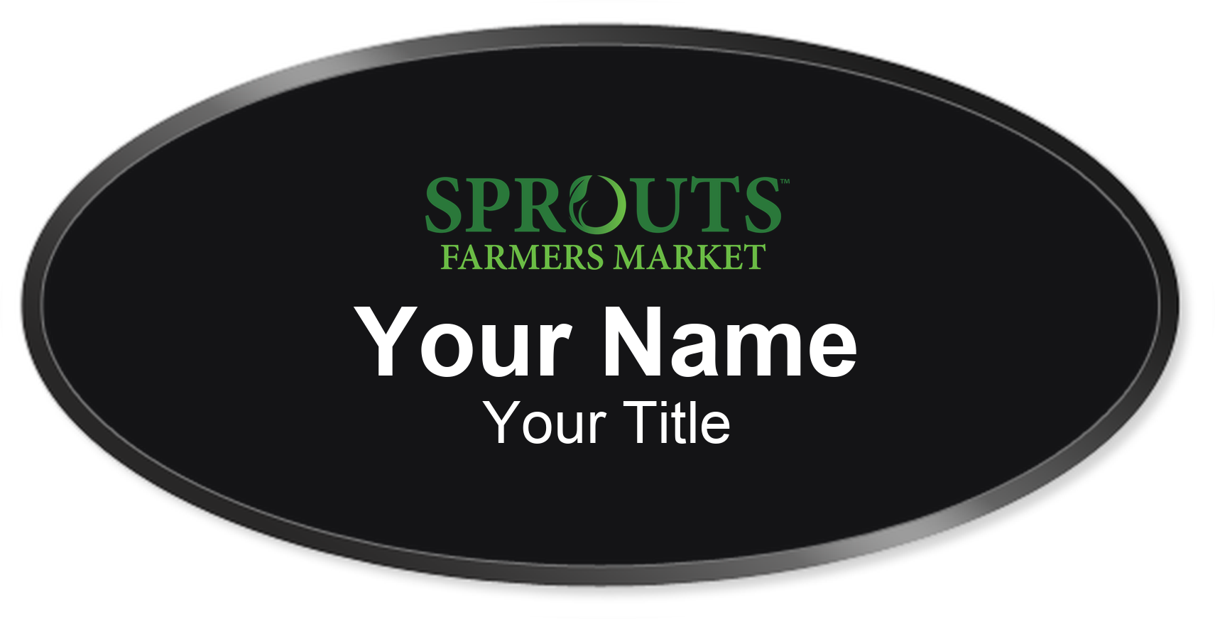 Sprouts Farmers Market grocery store name badge Black, Black Border