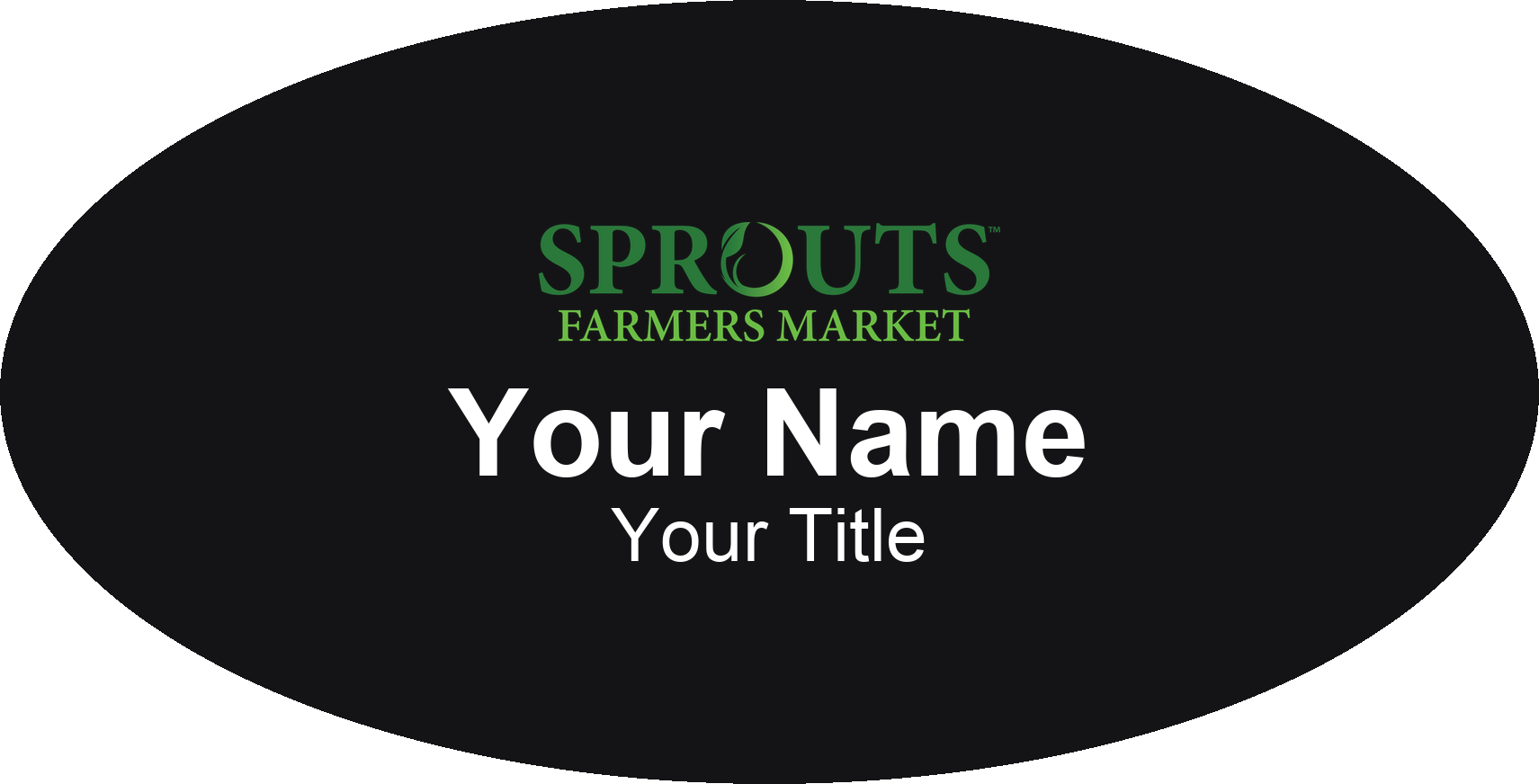 Sprouts Farmers Market grocery store name badge Black, No Border